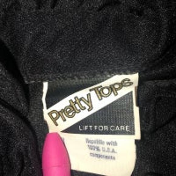 American Vintage Pretty Tops black lace & frilled blouse high neck size medium - Picture 11 of 12